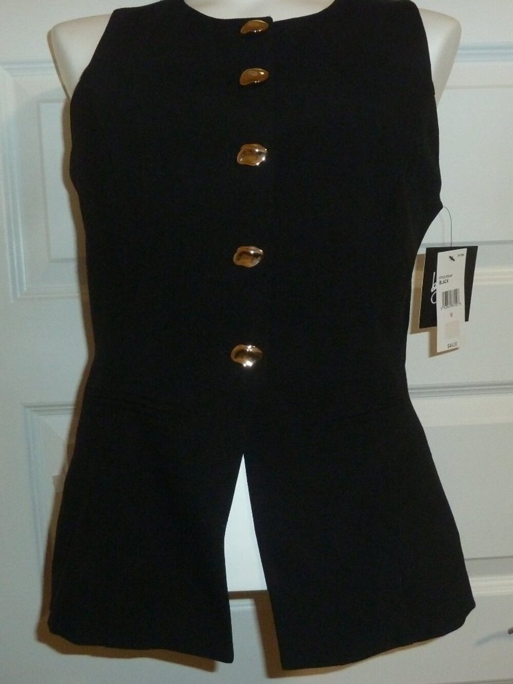 By&By Women's Black Gold Button Front Vest Size Medium New